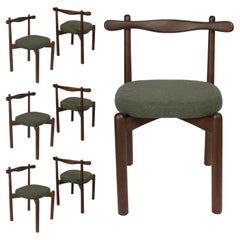 Lot de 6 chaises de salle à manger Uçá en bois brun clair foncé (tissu ref : F17)