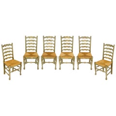 Set of 6 Dining Chairs with Rush Seat