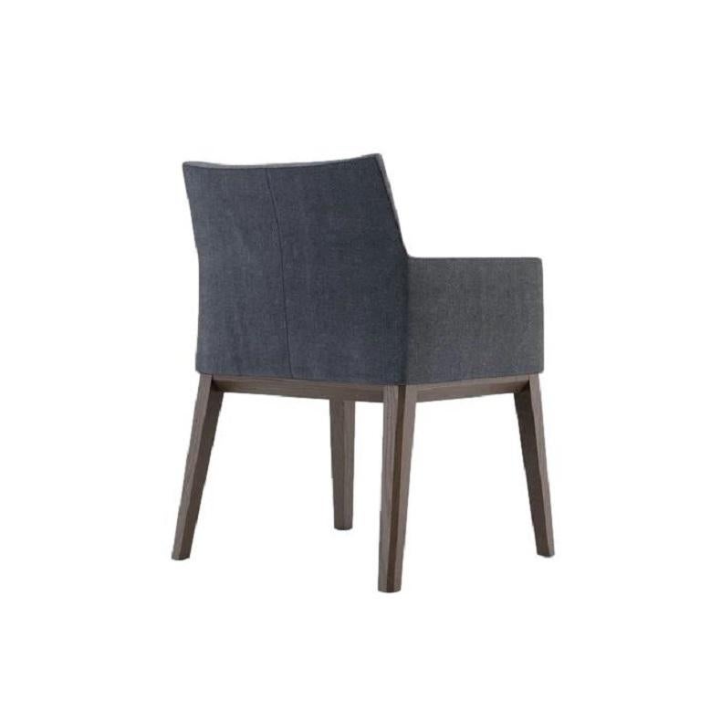 Set of 6 Dining Chairs With Upholstered Seat and Back & Wood Structure (Moderne) im Angebot