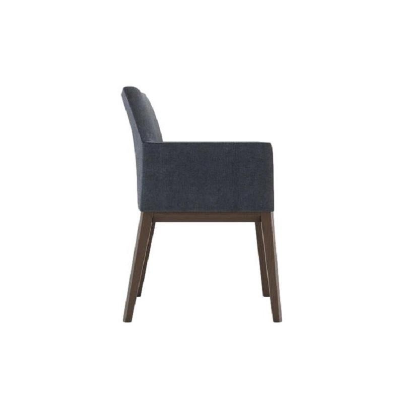 Set of 6 Dining Chairs With Upholstered Seat and Back & Wood Structure (Handgefertigt) im Angebot