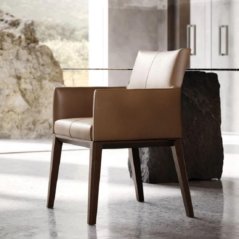 Set of 6 Dining Chairs With Upholstered Seat and Back & Wood Structure (Stoff) im Angebot