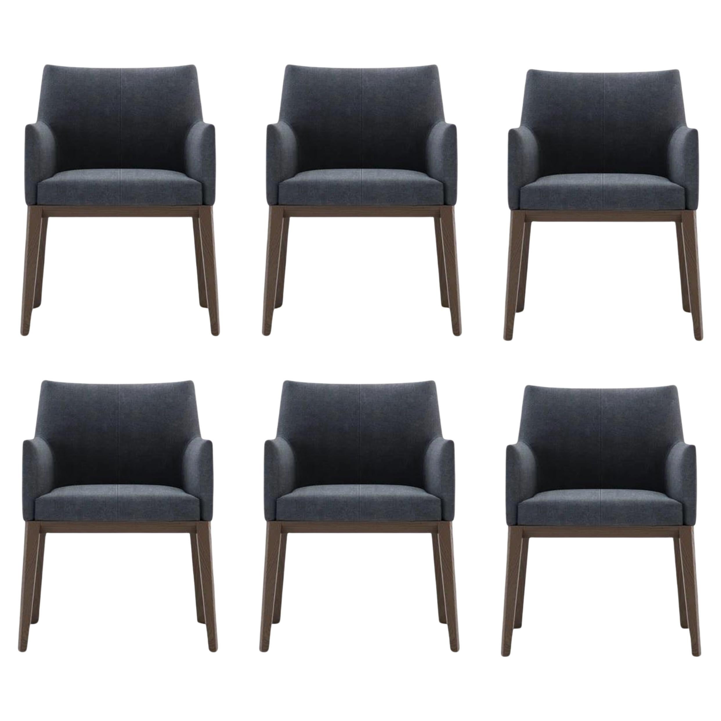 Set of 6 Dining Chairs With Upholstered Seat and Back & Wood Structure im Angebot