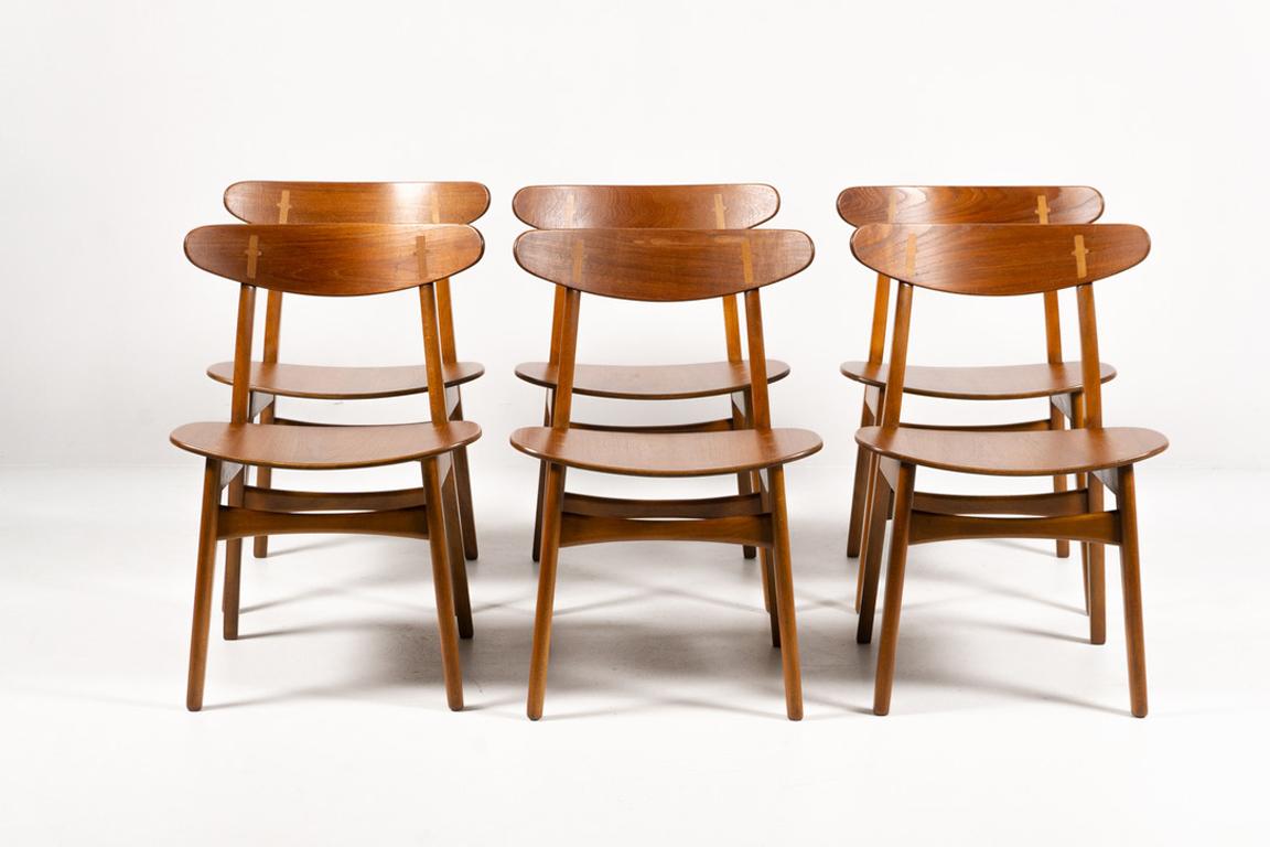 Danois Ensemble de 6 chaises de salle à manger CH 30, Hans Wegner, 1950 en vente