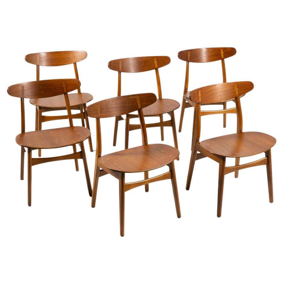 Set of 6 Dining Room Chairs CH 30, Hans Wegner, 1950