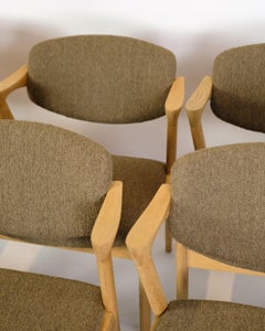 Set Of 6 Dining Room Chairs Model 42 Made In Light Oak & Wool By Kai Kristiansen