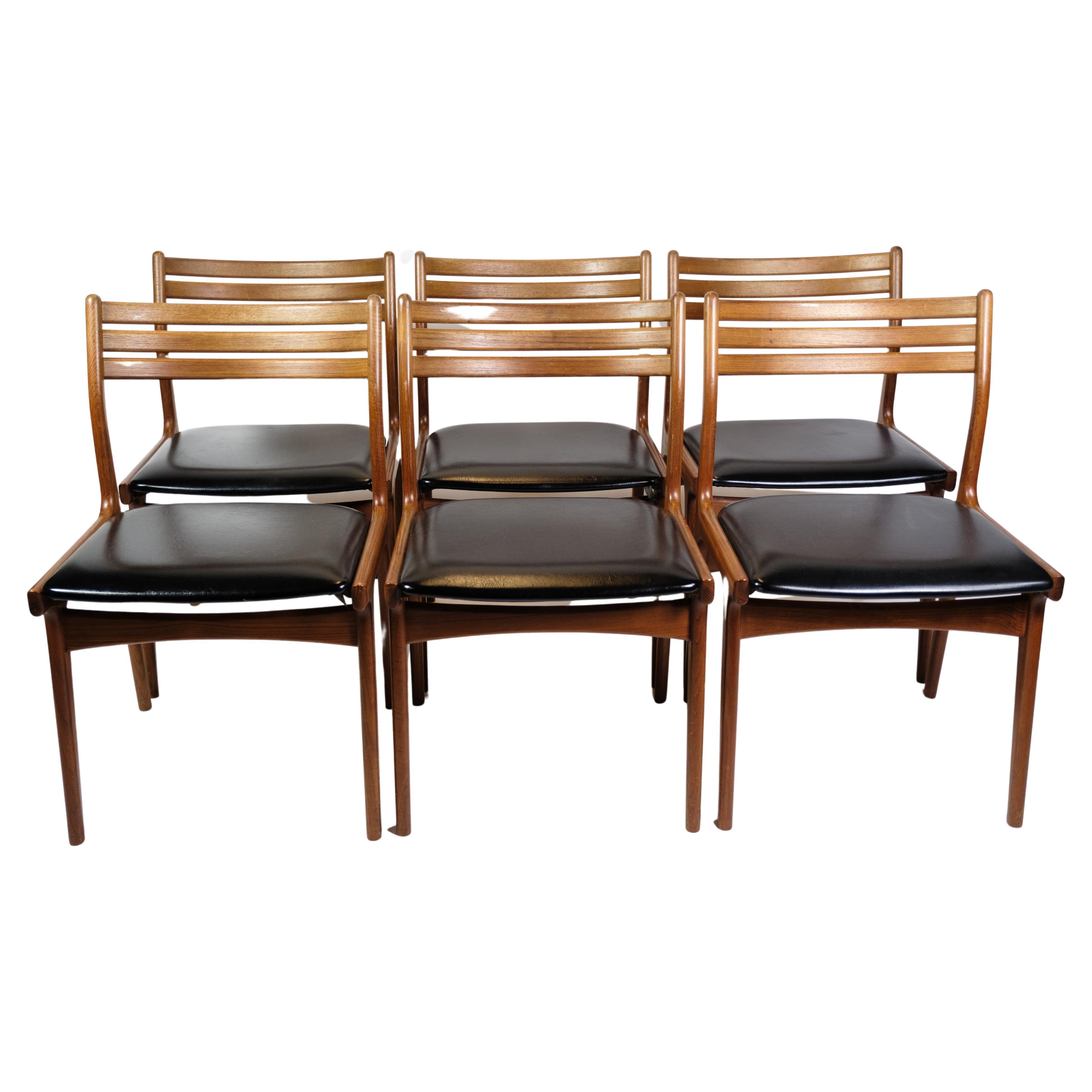 Ensemble de 6 chaises de salle à manger modèle U20 fabriquées en teck par Johannes Andersen, années 1960
