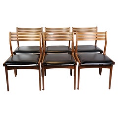 Retro Set Of 6 Dining Room Chairs Model U20 Made In Teak By Johannes Andersen 1960s