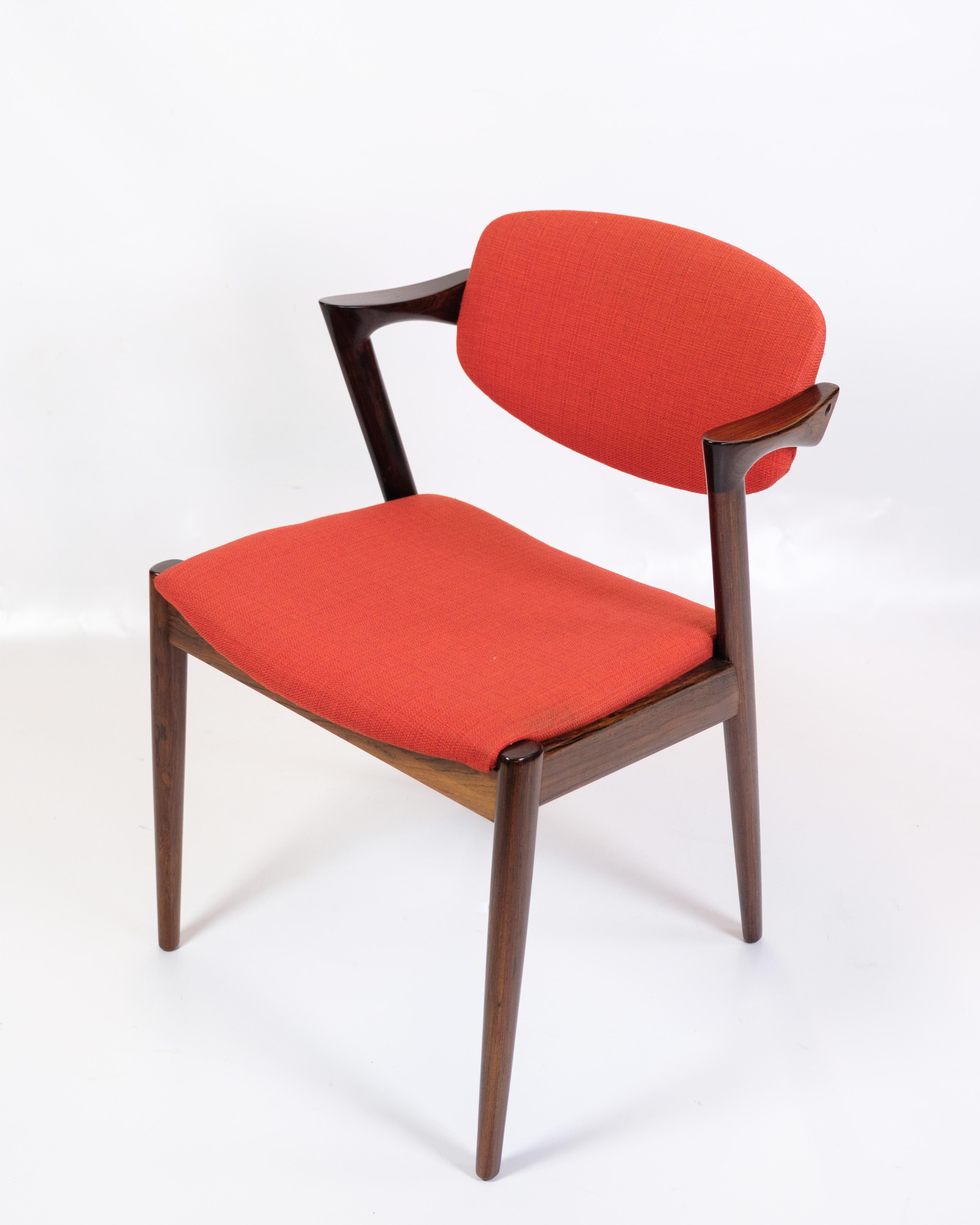 Mid-Century moderno Set di 6 sedie per tavolo da pranzo modello 42 in palissandro di Kai Kristiansen in vendita