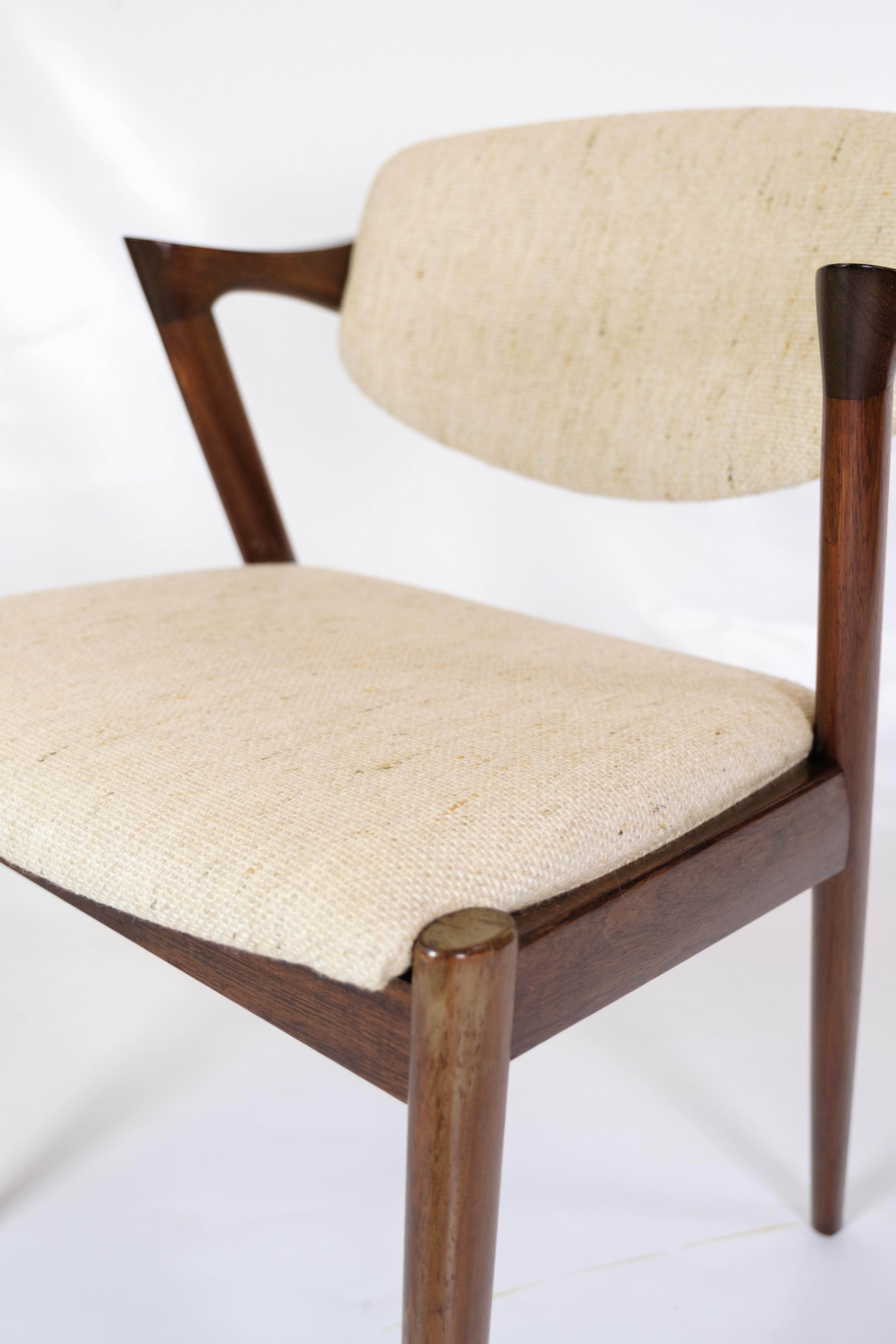 Danish Set Of 6 Dining Table Chairs Model 42 Made In Rosewood By Kai Kristiansen