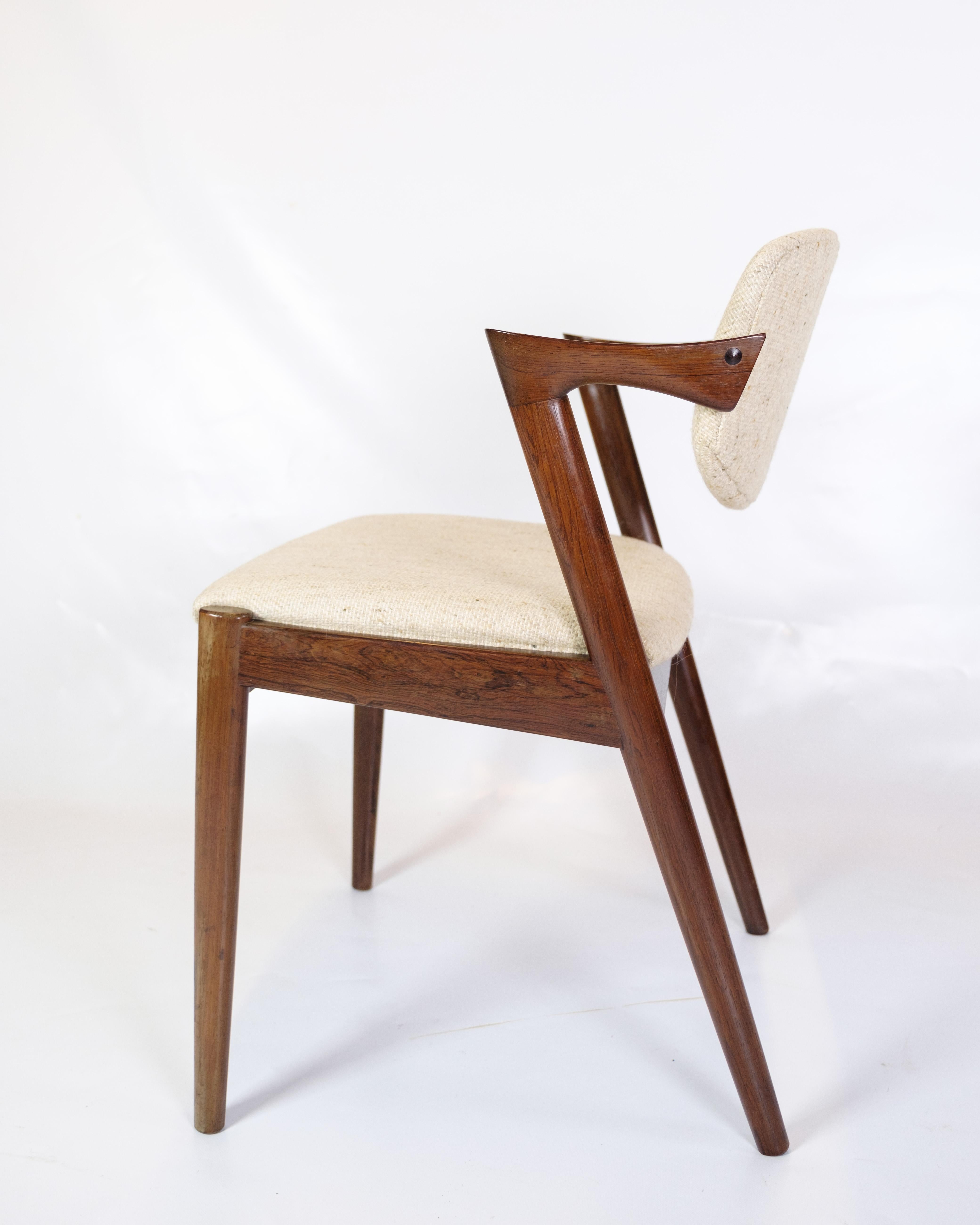 Mid-20th Century Set Of 6 Dining Table Chairs Model 42 Made In Rosewood By Kai Kristiansen