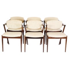 Set Of 6 Dining Table Chairs Model 42 Made In Rosewood By Kai Kristiansen