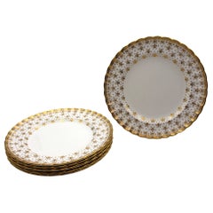 Set of 6 Dinner Plates, Spode's Fleur de Lys Gold, Mid-20th Century