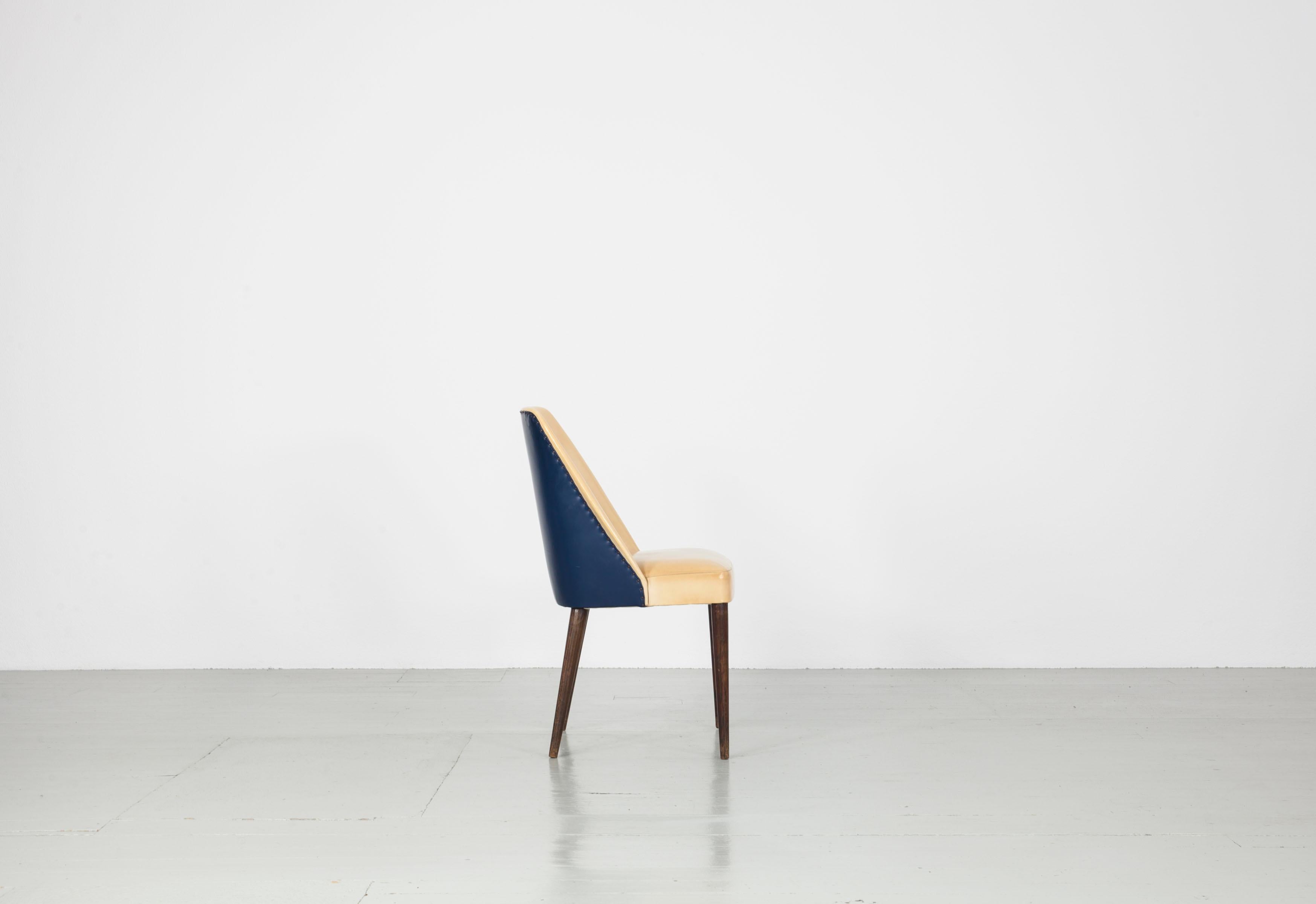 Satz von 6 zweifarbigen Esszimmerstühlen, von Cassina in Italien, 1950er Jahre im Angebot 3