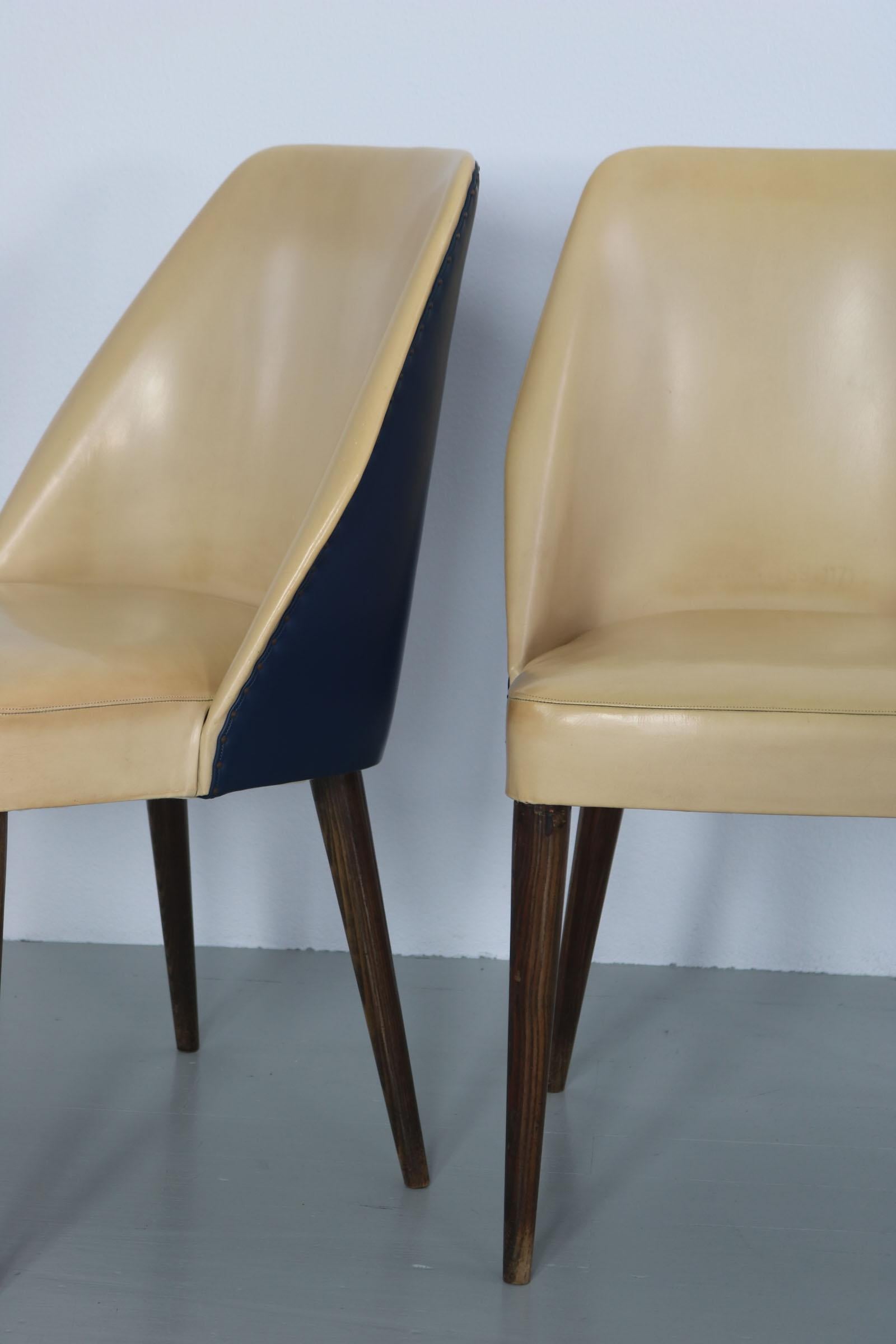 Set of 6 two-tone Dining Chairs, by Cassina in Italy 1950s 8