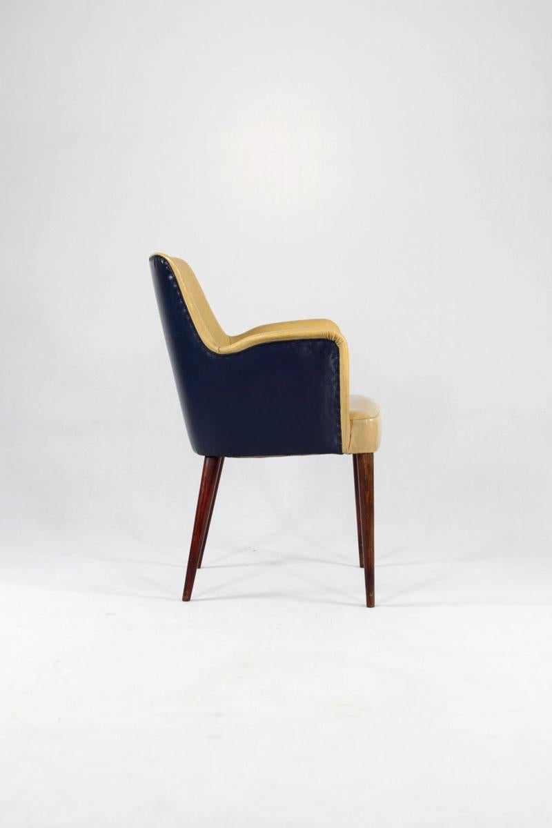 Mid-Century Modern Set of 6 two-tone Dining Chairs, by Cassina in Italy 1950s