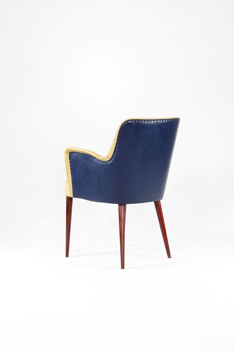 Satz von 6 zweifarbigen Esszimmerstühlen, von Cassina in Italien, 1950er Jahre (Mitte des 20. Jahrhunderts) im Angebot