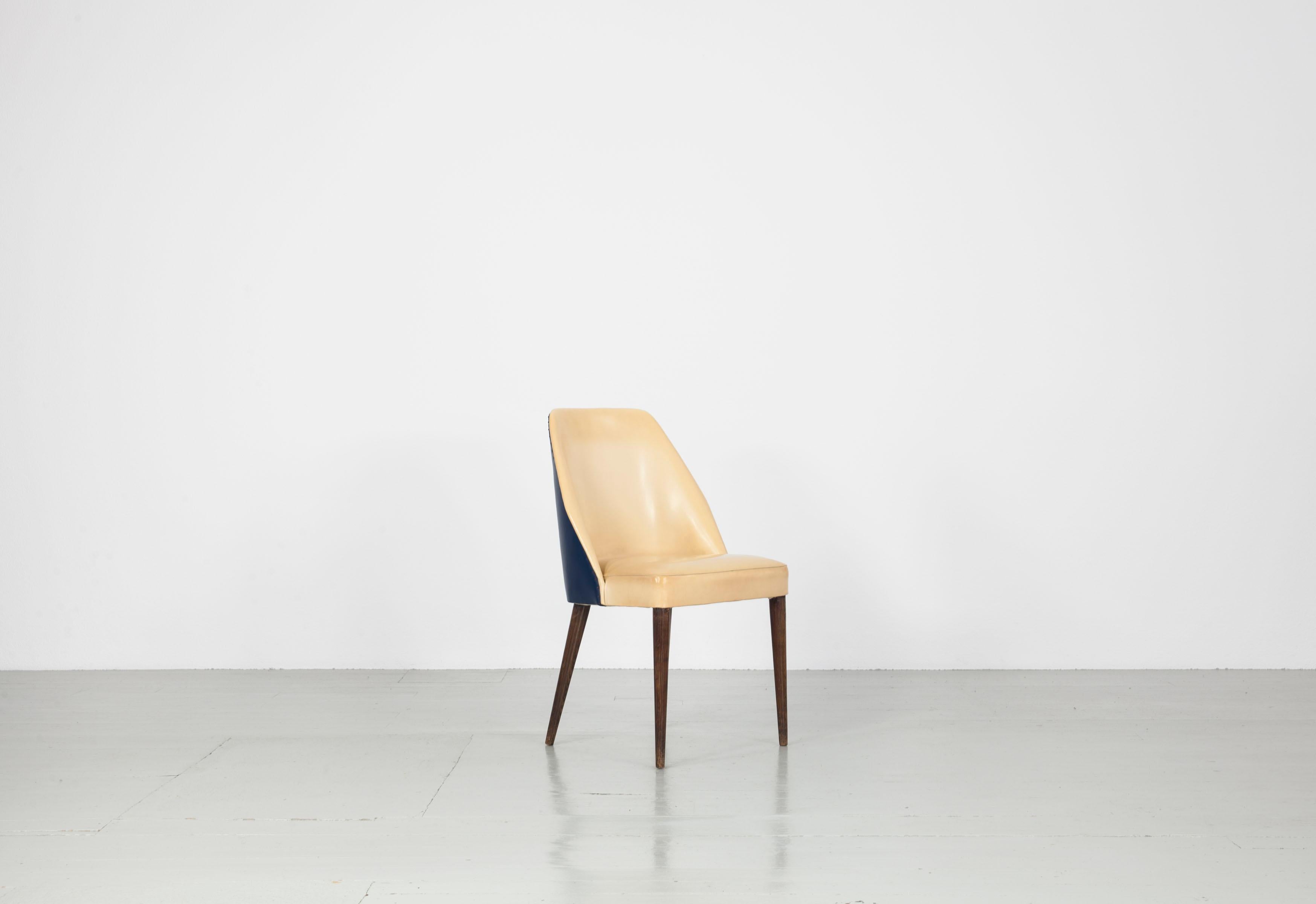 Satz von 6 zweifarbigen Esszimmerstühlen, von Cassina in Italien, 1950er Jahre im Angebot 2