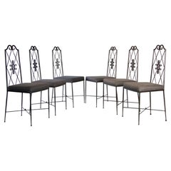 Ensemble de 6 chaises en fer forgé Rene Prou