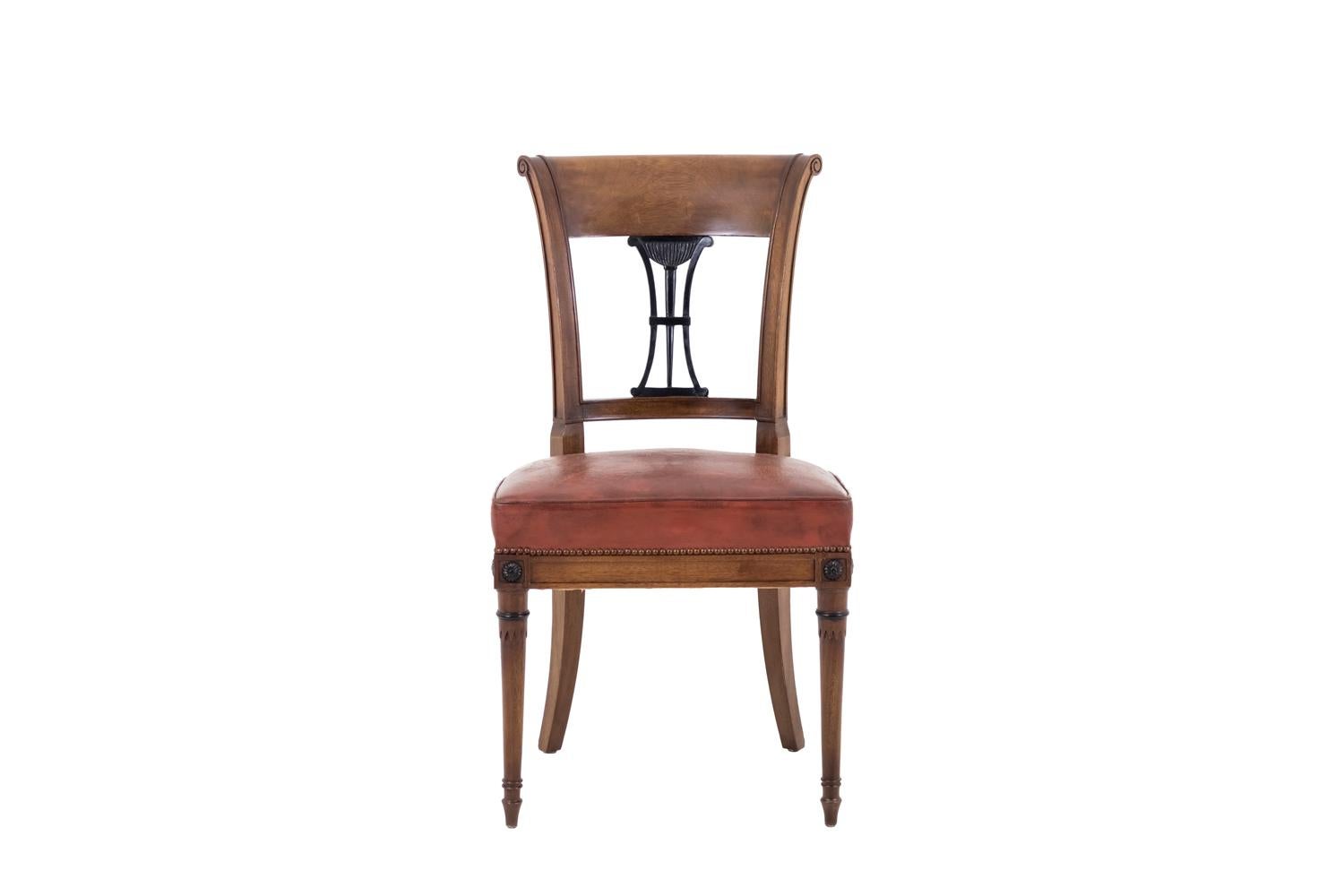 French Set of 6 Directoire Style Chairs in Mahogany, Early 20th Century