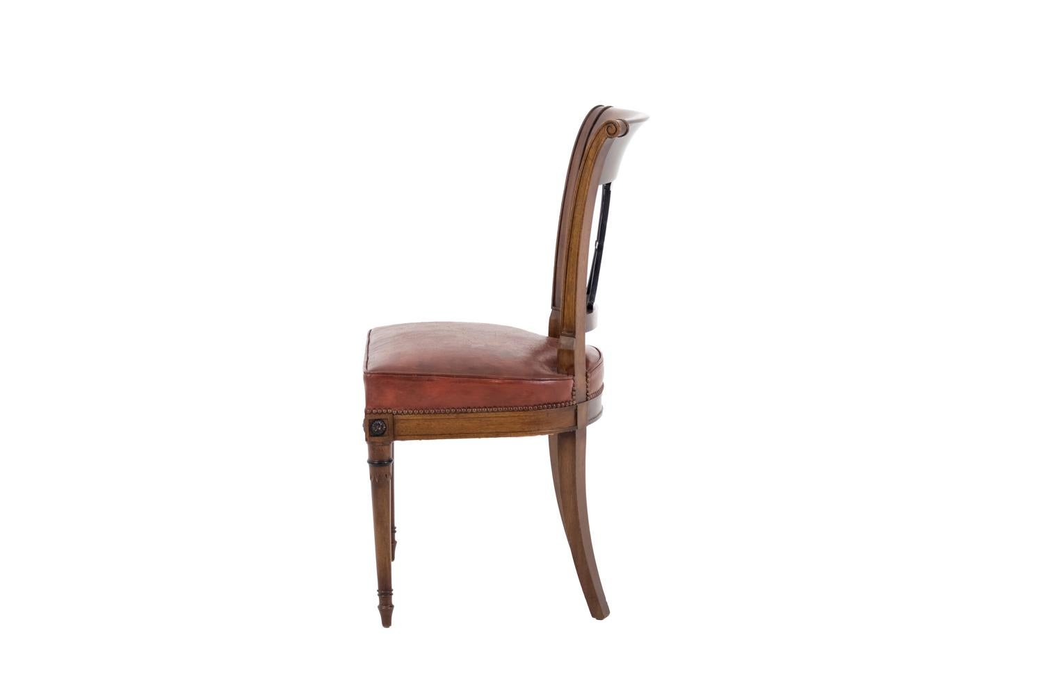 Set of 6 Directoire Style Chairs in Mahogany, Early 20th Century In Good Condition In Saint-Ouen, FR
