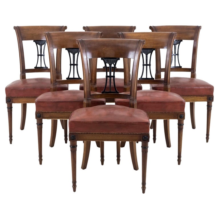 Set of 6 Directoire Style Chairs in Mahogany, Early 20th Century 1