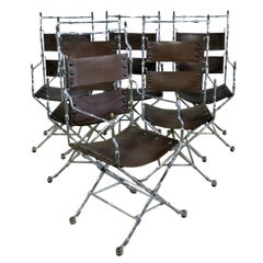 Set of 6 Directoire Style Directors Chairs Attributed to Maison Jansen
