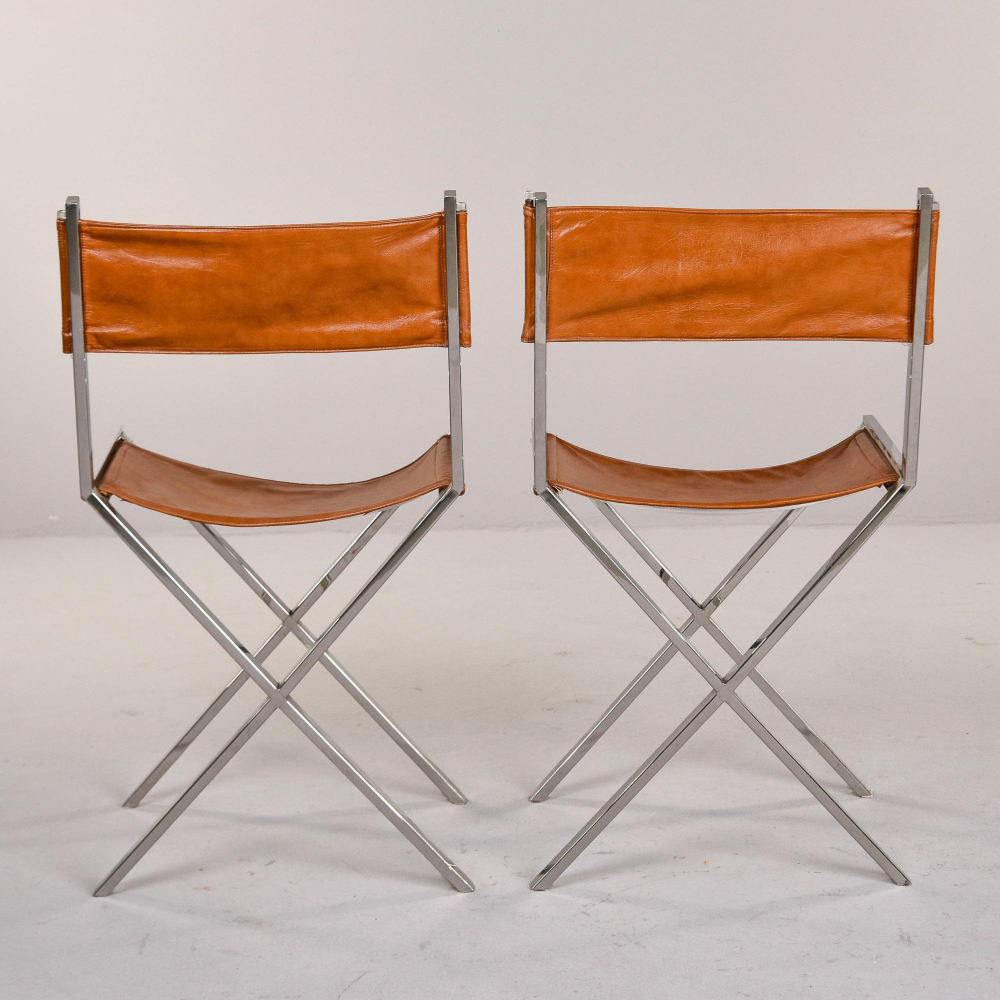Juego de 6 Sillones de Piel Estilo Director con Base Cromada en venta 3