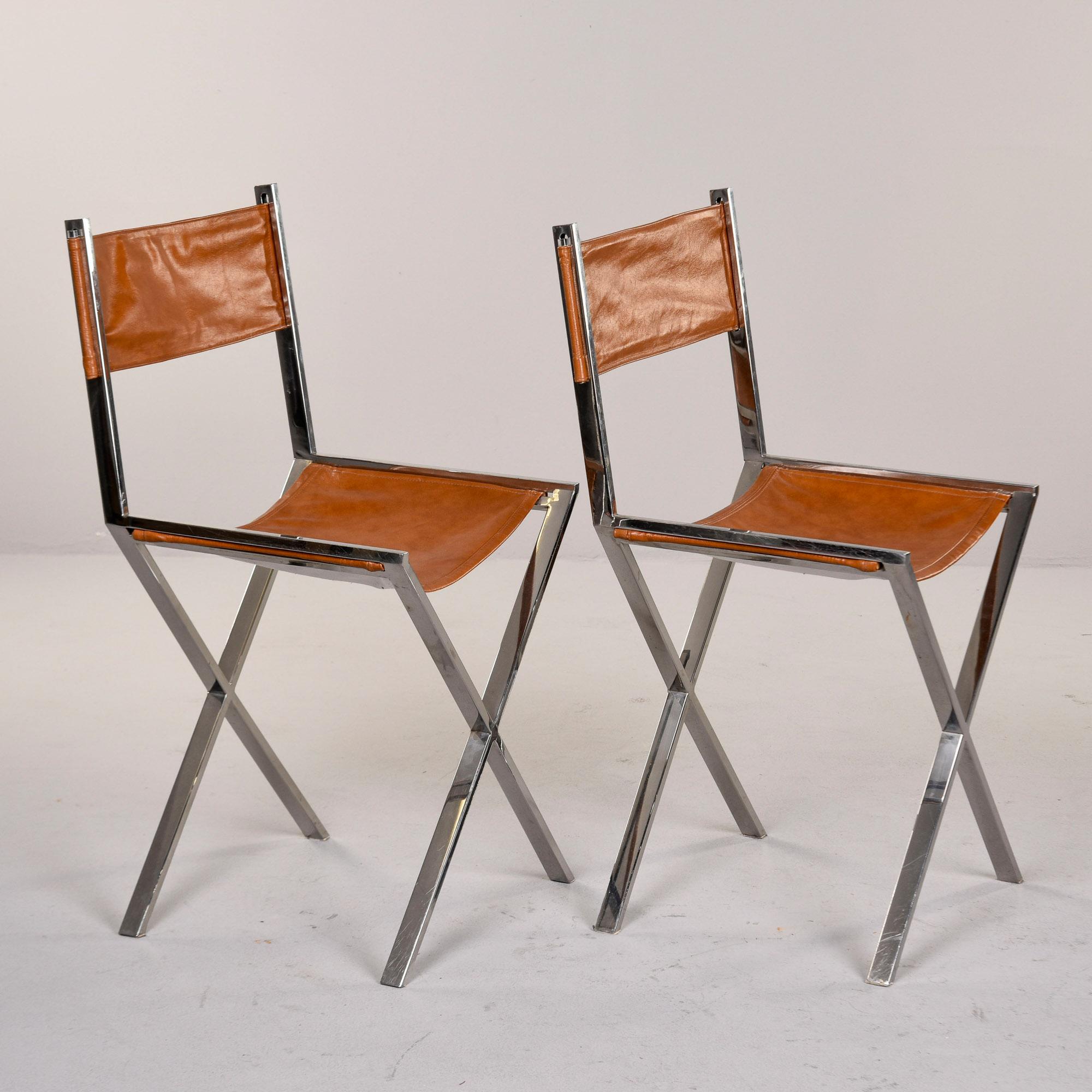 Juego de 6 Sillones de Piel Estilo Director con Base Cromada en venta 4