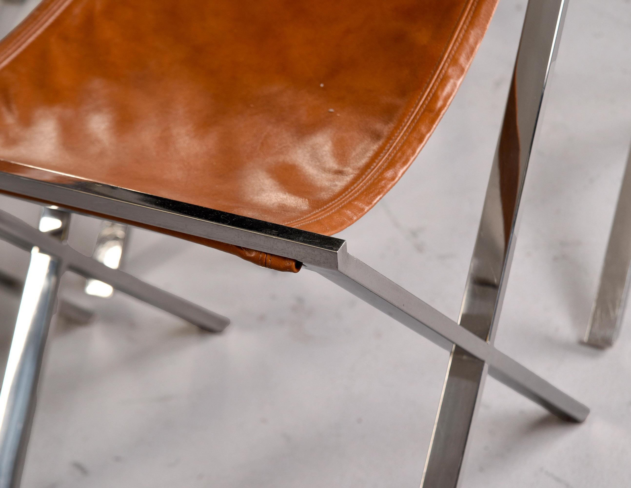 Juego de 6 Sillones de Piel Estilo Director con Base Cromada en venta 5