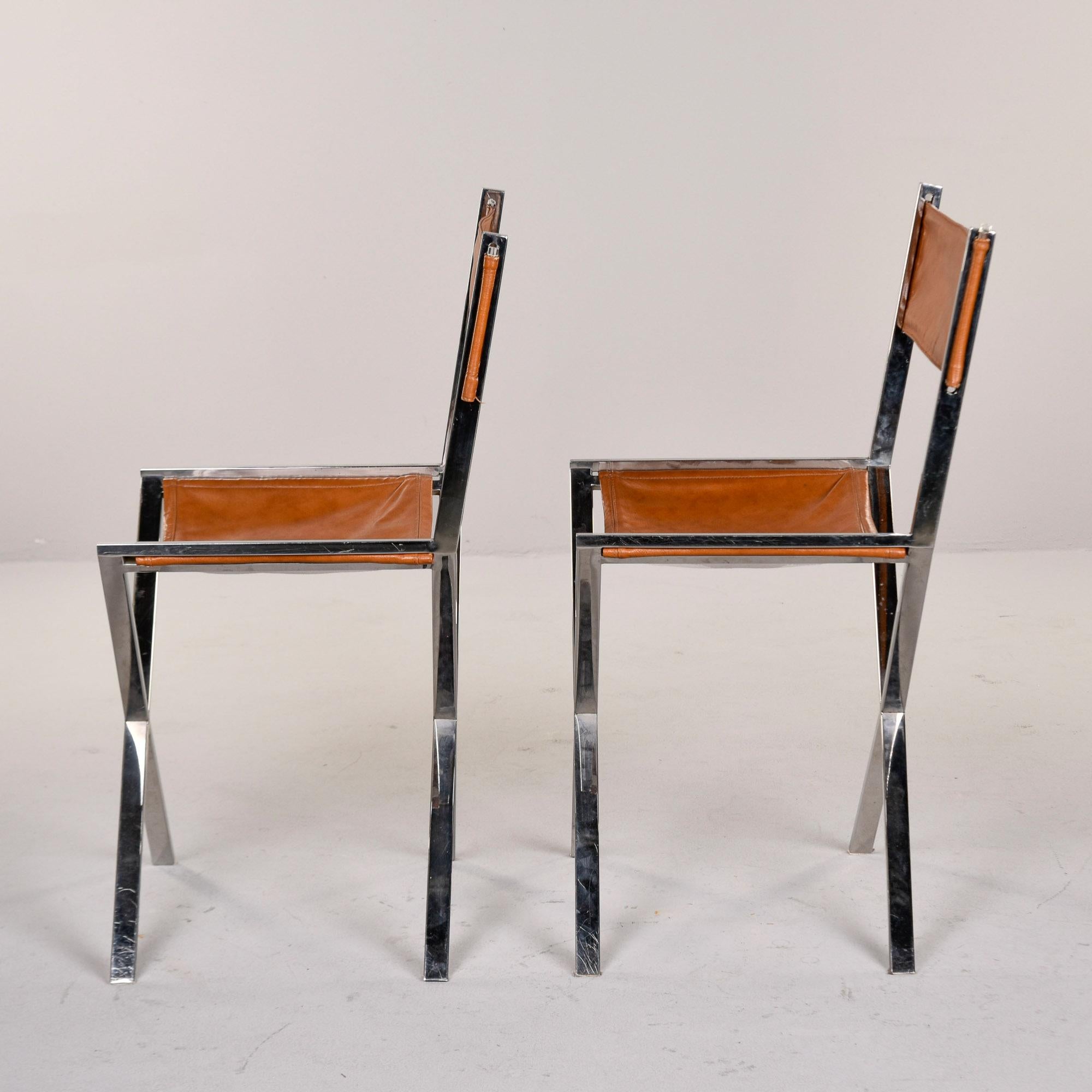 Juego de 6 Sillones de Piel Estilo Director con Base Cromada en Bueno estado para la venta en Troy, MI