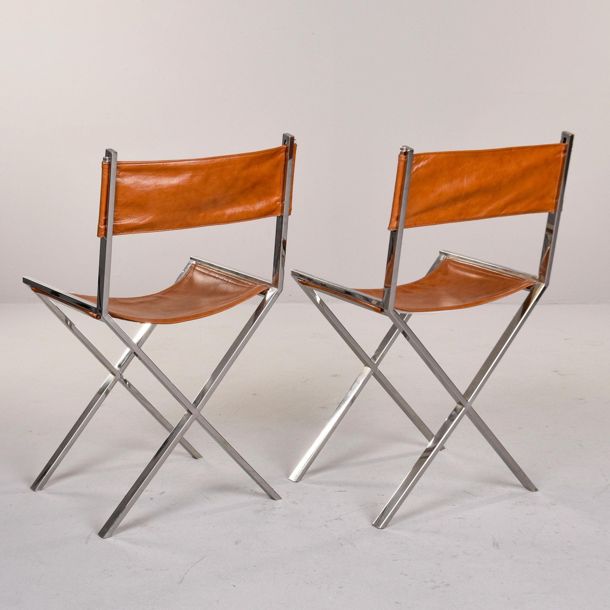 Juego de 6 Sillones de Piel Estilo Director con Base Cromada en venta 1