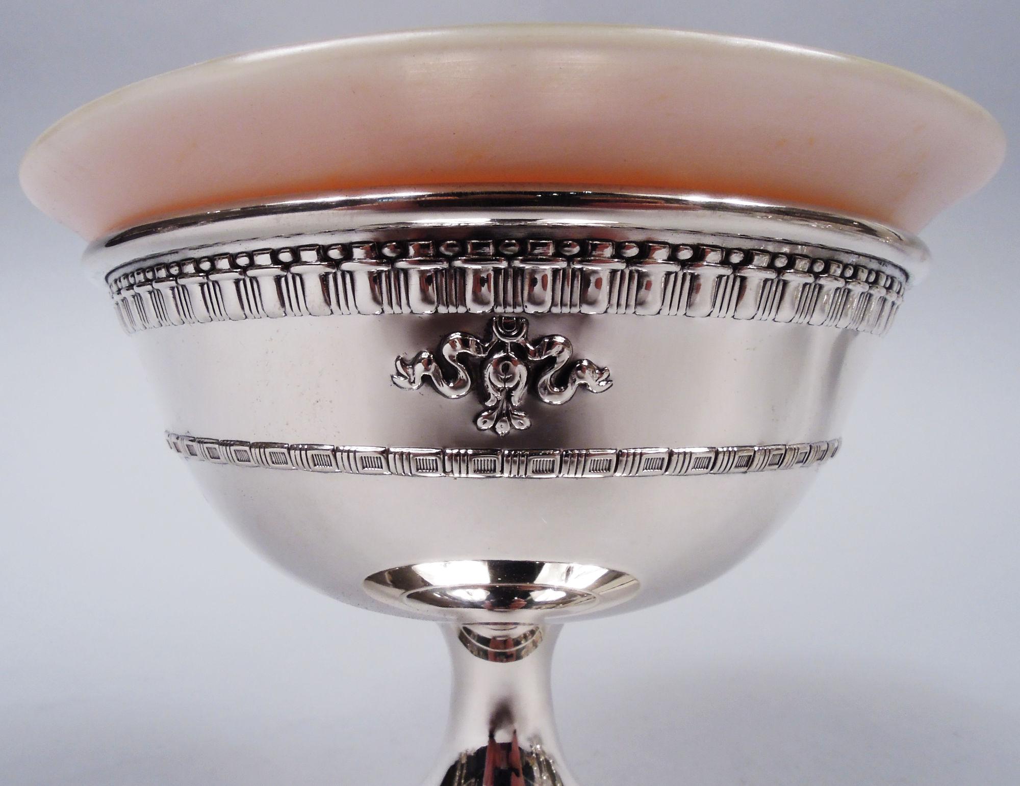 20th Century Set of 6 Dominick & Haff Windsor Dessert Cups with Art Glass Liners