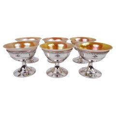 Set of 6 Dominick & Haff Windsor Dessert Cups with Art Glass Liners