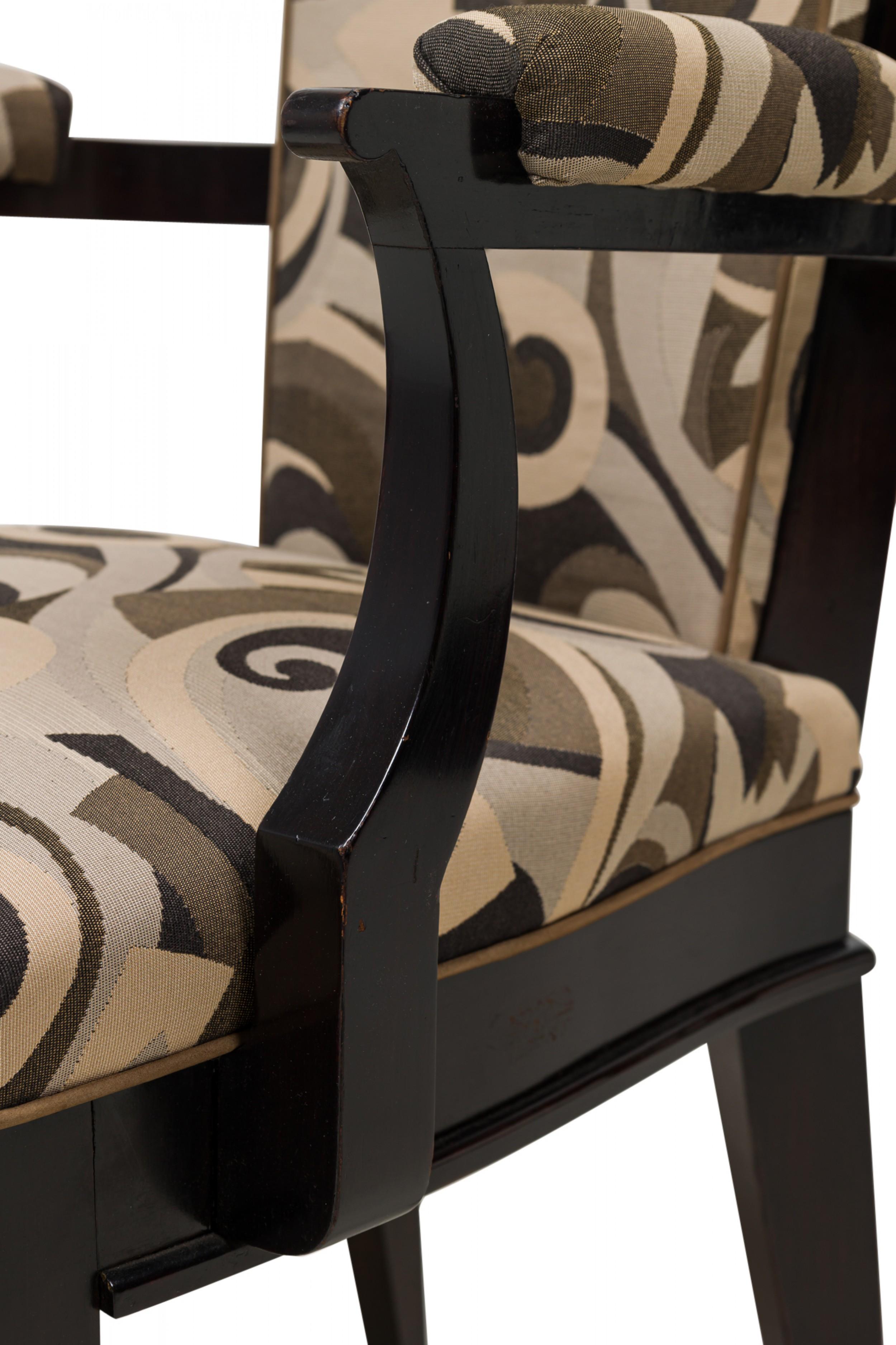 Set of 6 Dominique Art Deco Ebony de Macassar Upholstered Armchairs For Sale 8