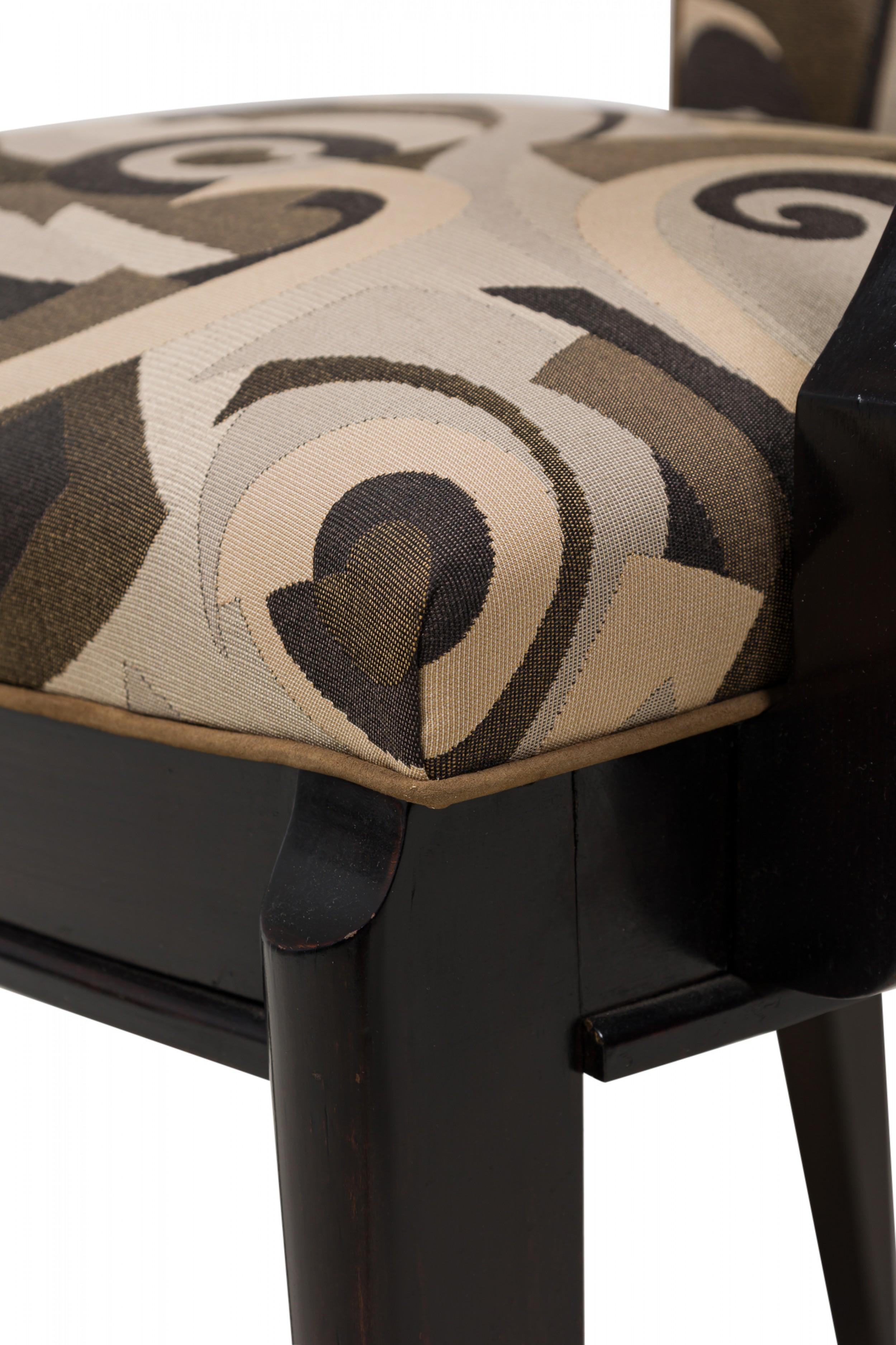 Set of 6 Dominique Art Deco Ebony de Macassar Upholstered Armchairs For Sale 9