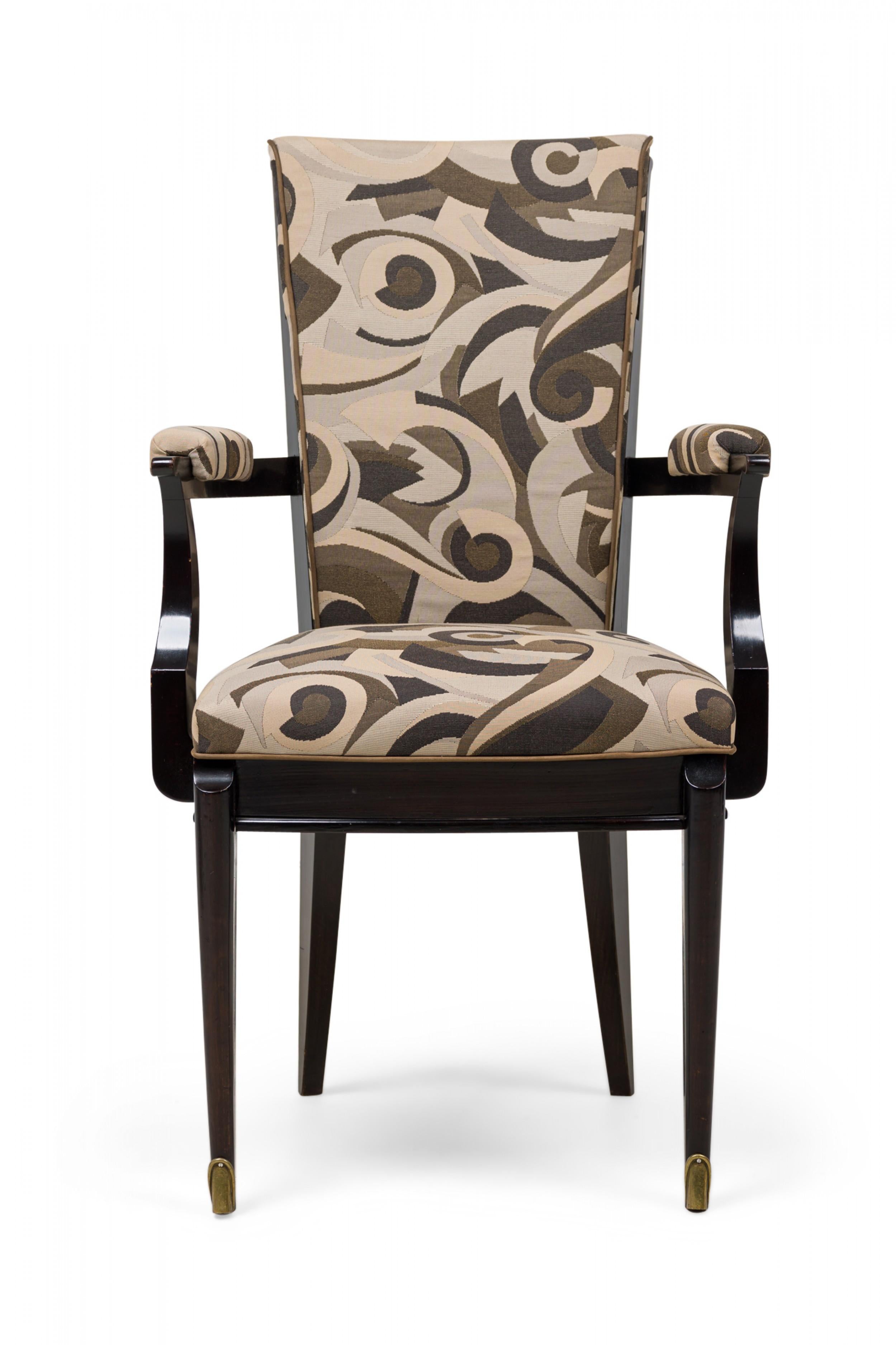 Art déco Ensemble de 6 fauteuils tapissés en ébène de Macassar Art Déco Dominique en vente
