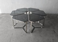 Donghia Kravet Forma Coffee Table in Polished Chrome and Smoked Glass - 6 Pieces