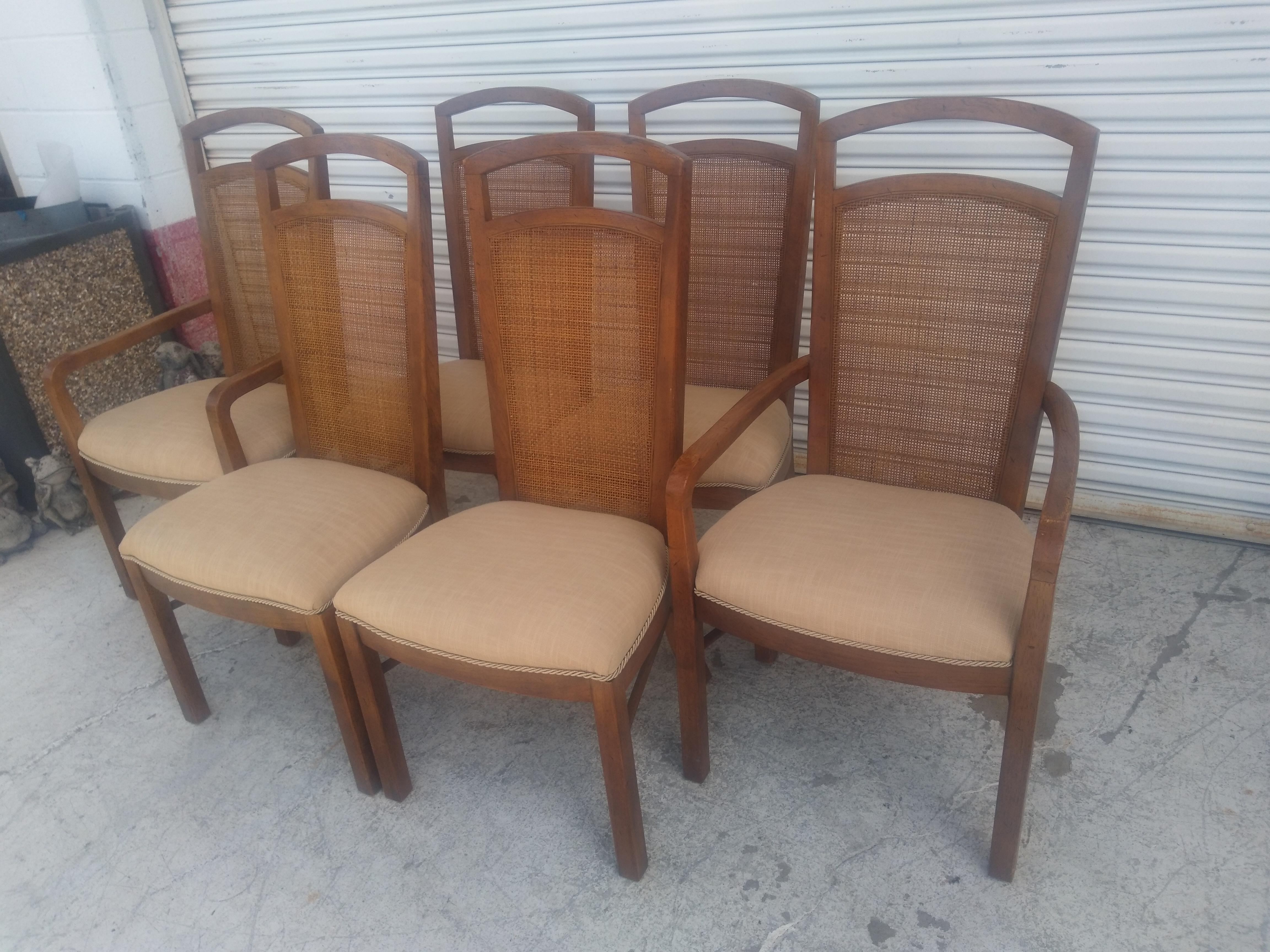 Ensemble de 6 chaises de salle à manger Drexel à dossier en canne de pécan en vente 1