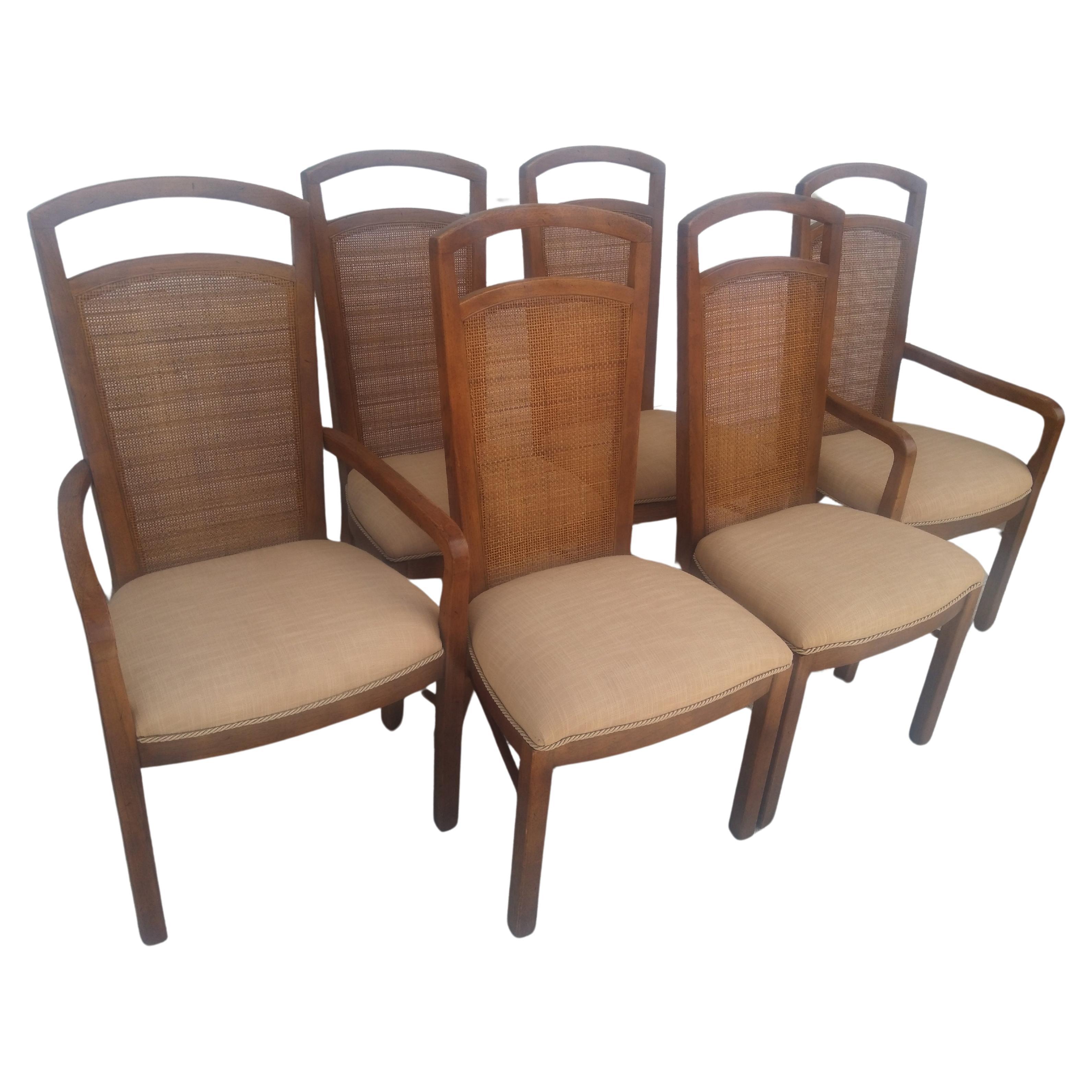 Set di 6 sedie da pranzo con schienale in canna Drexel Pecan