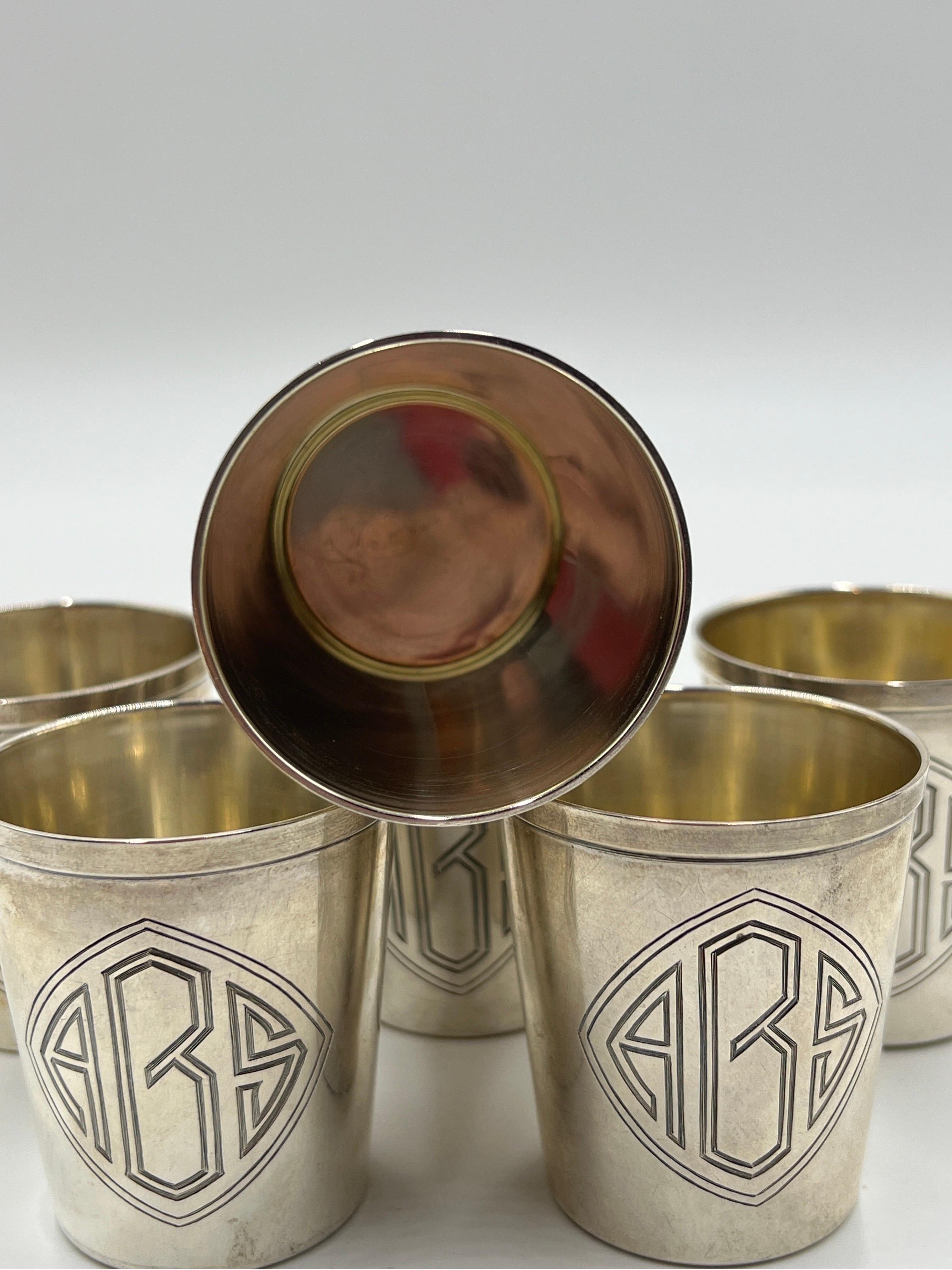 Americano Set di 6 bicchieri da shot in argento Sterling 