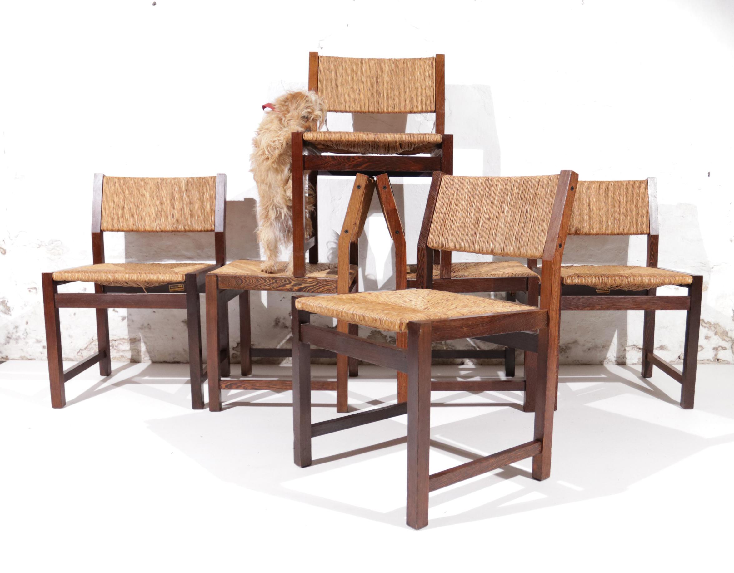 Set of 6 Dutch Design Wengé Dining Room Chairs Martin Visser style '70 2