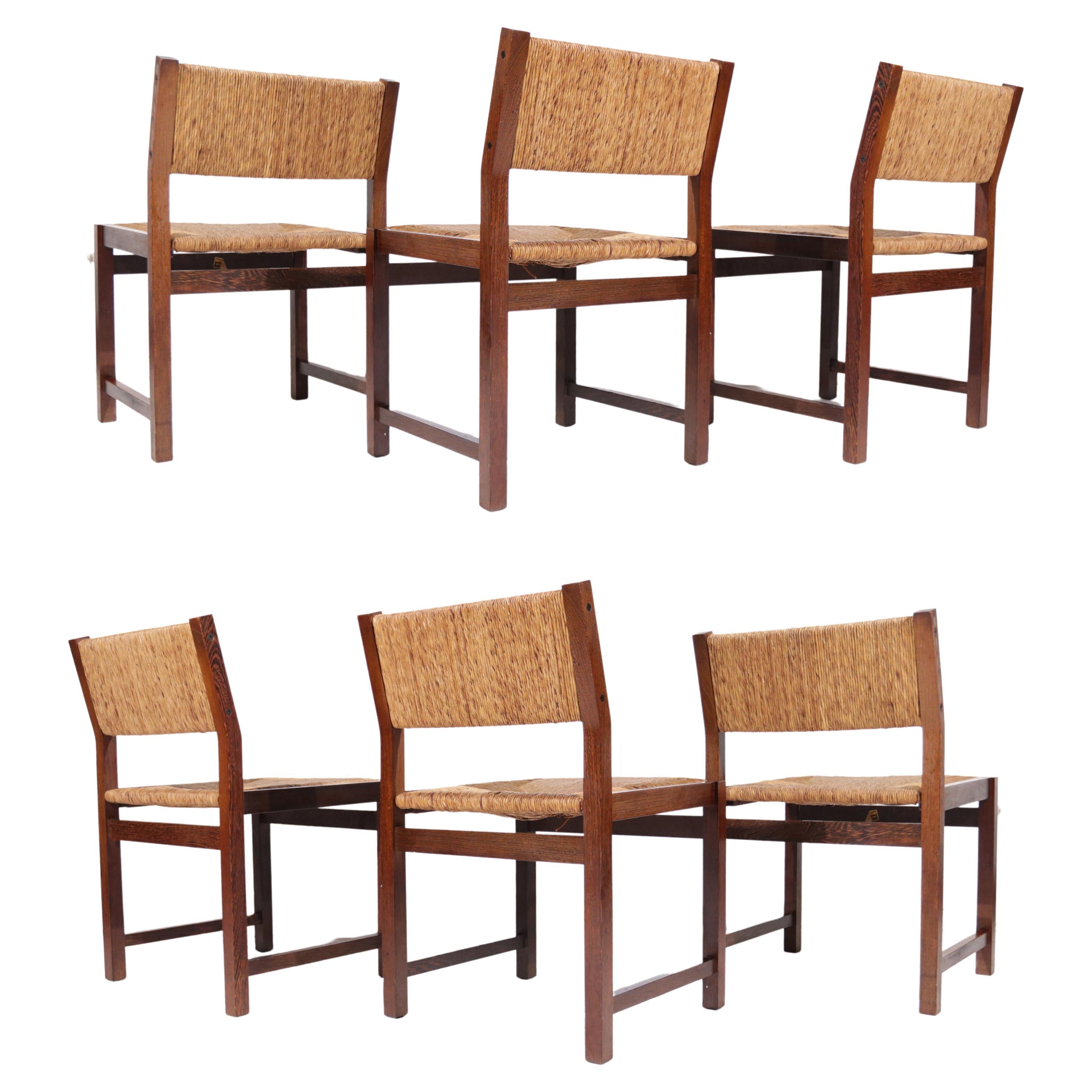 Set of 6 Dutch Design Wengé Dining Room Chairs Martin Visser style '70
