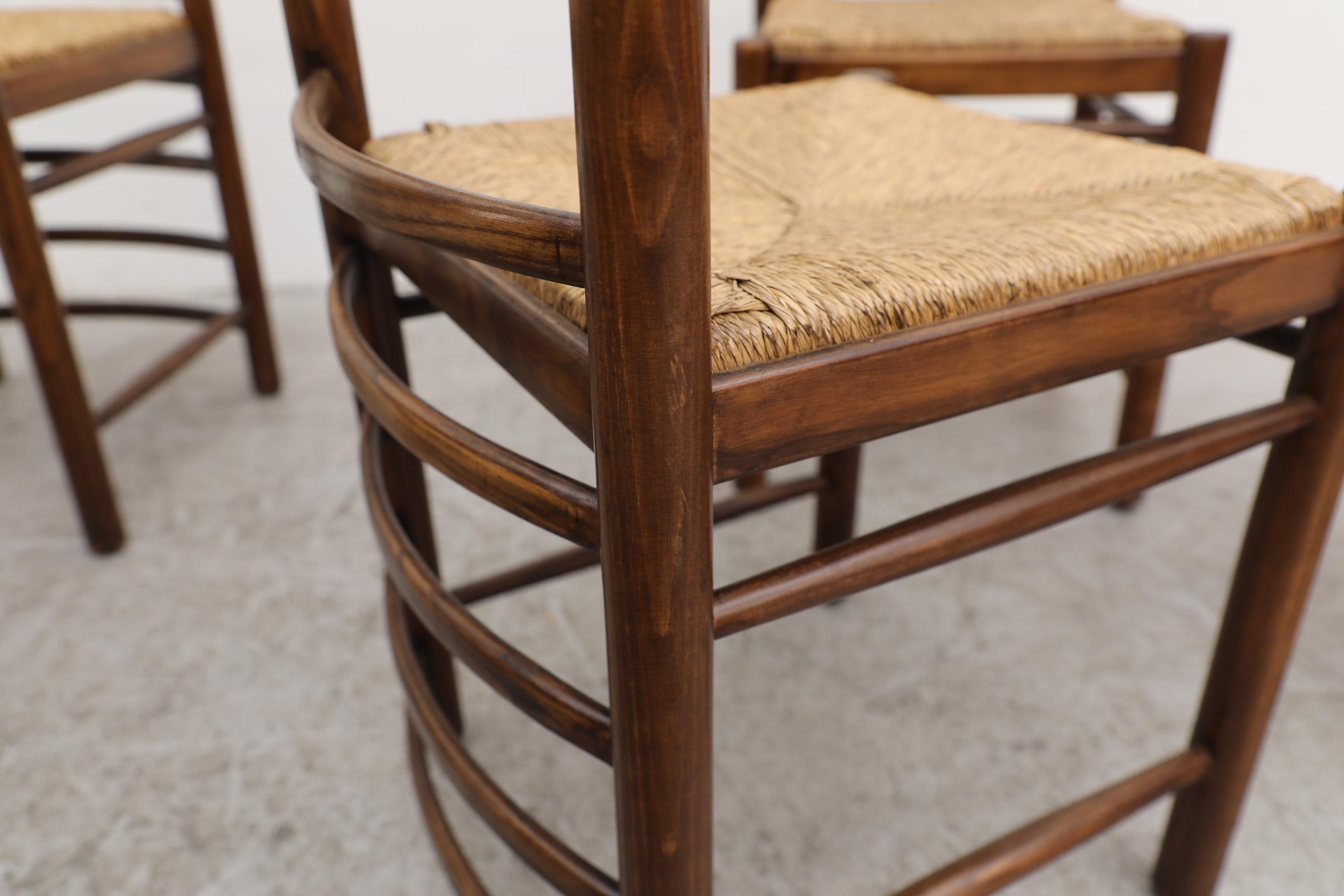 Set of 6 Dutch Ladder Back Dining Chairs with Rush Seats 10
