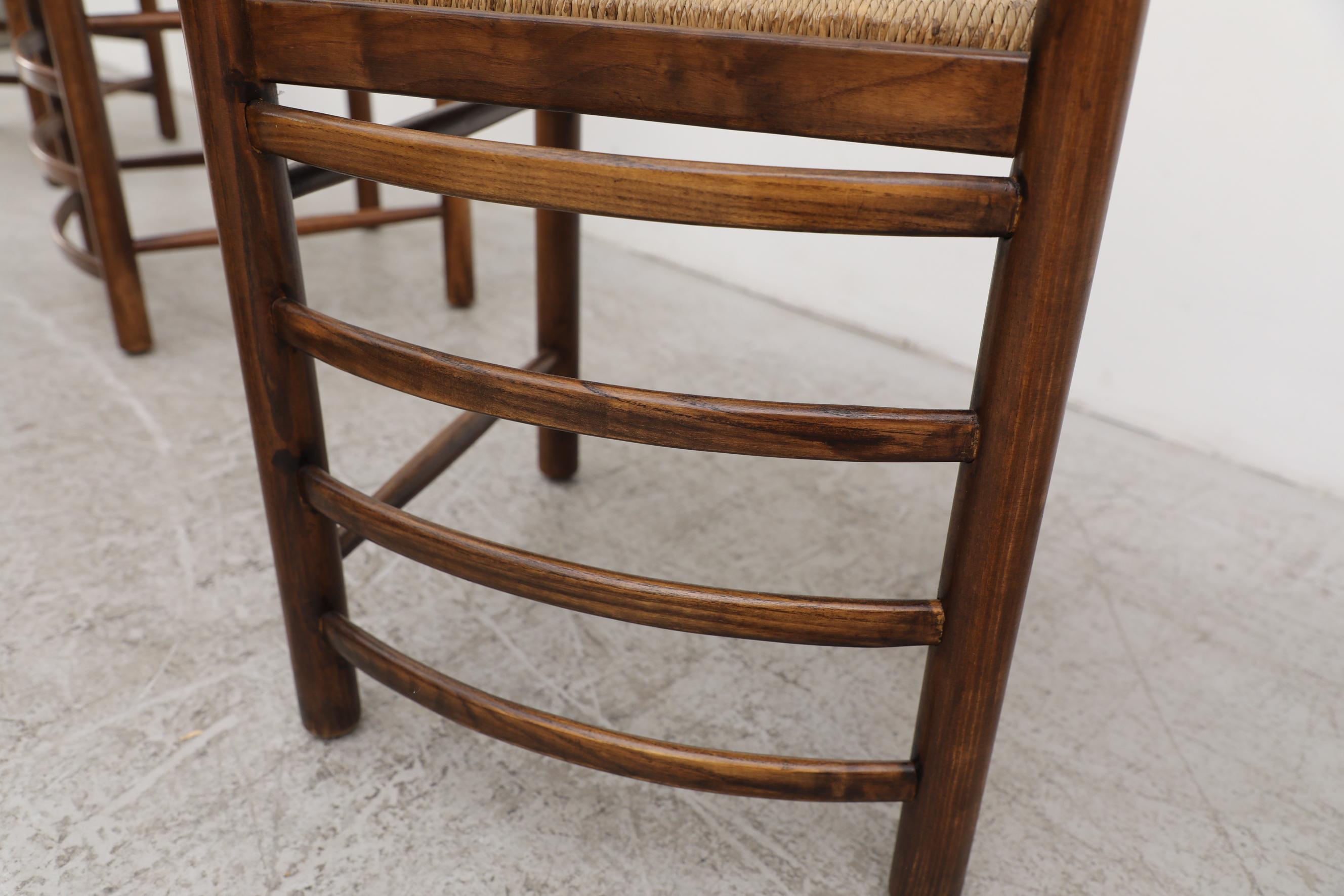 Set of 6 Dutch Ladder Back Dining Chairs with Rush Seats 14