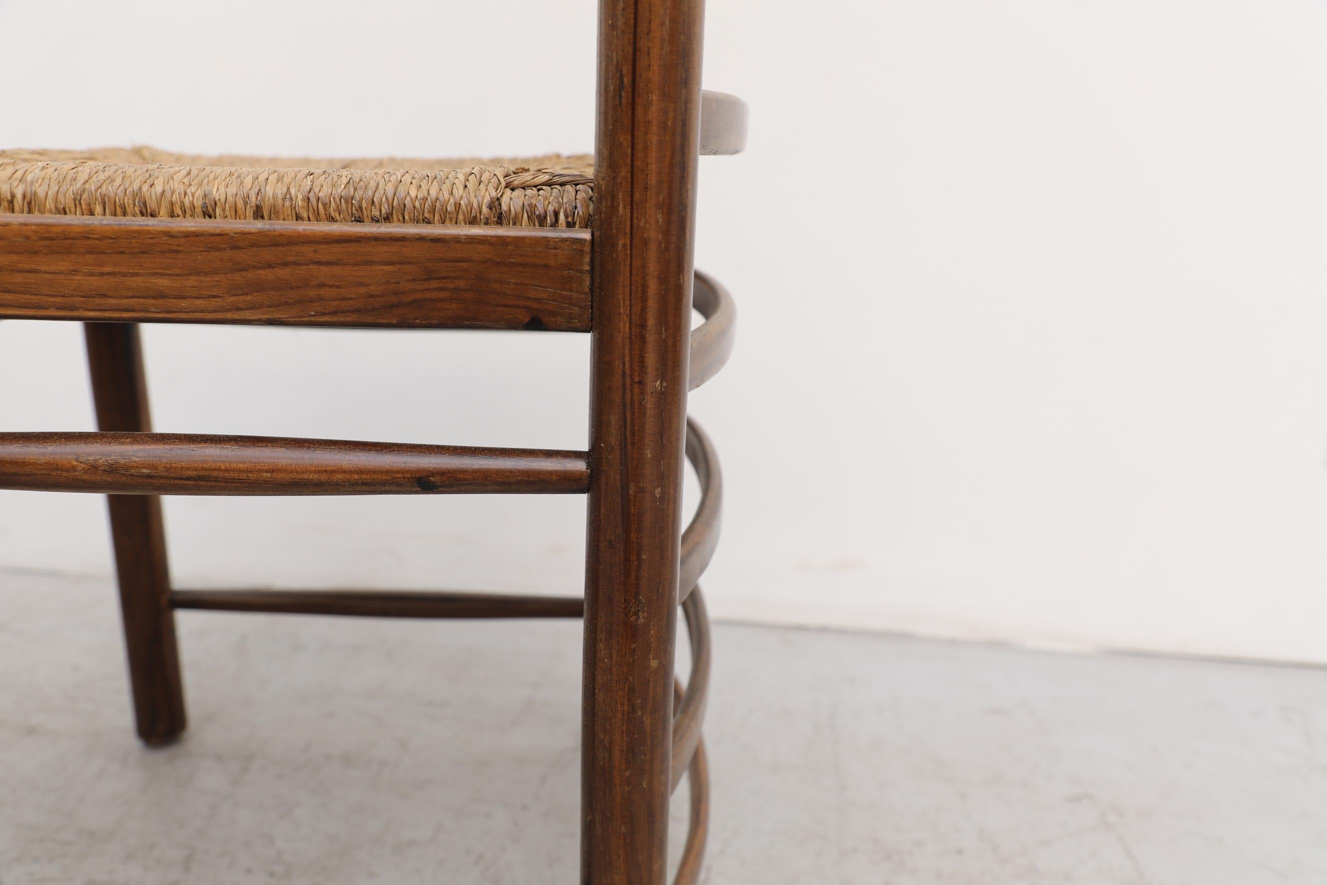Set of 6 Dutch Ladder Back Dining Chairs with Rush Seats 15