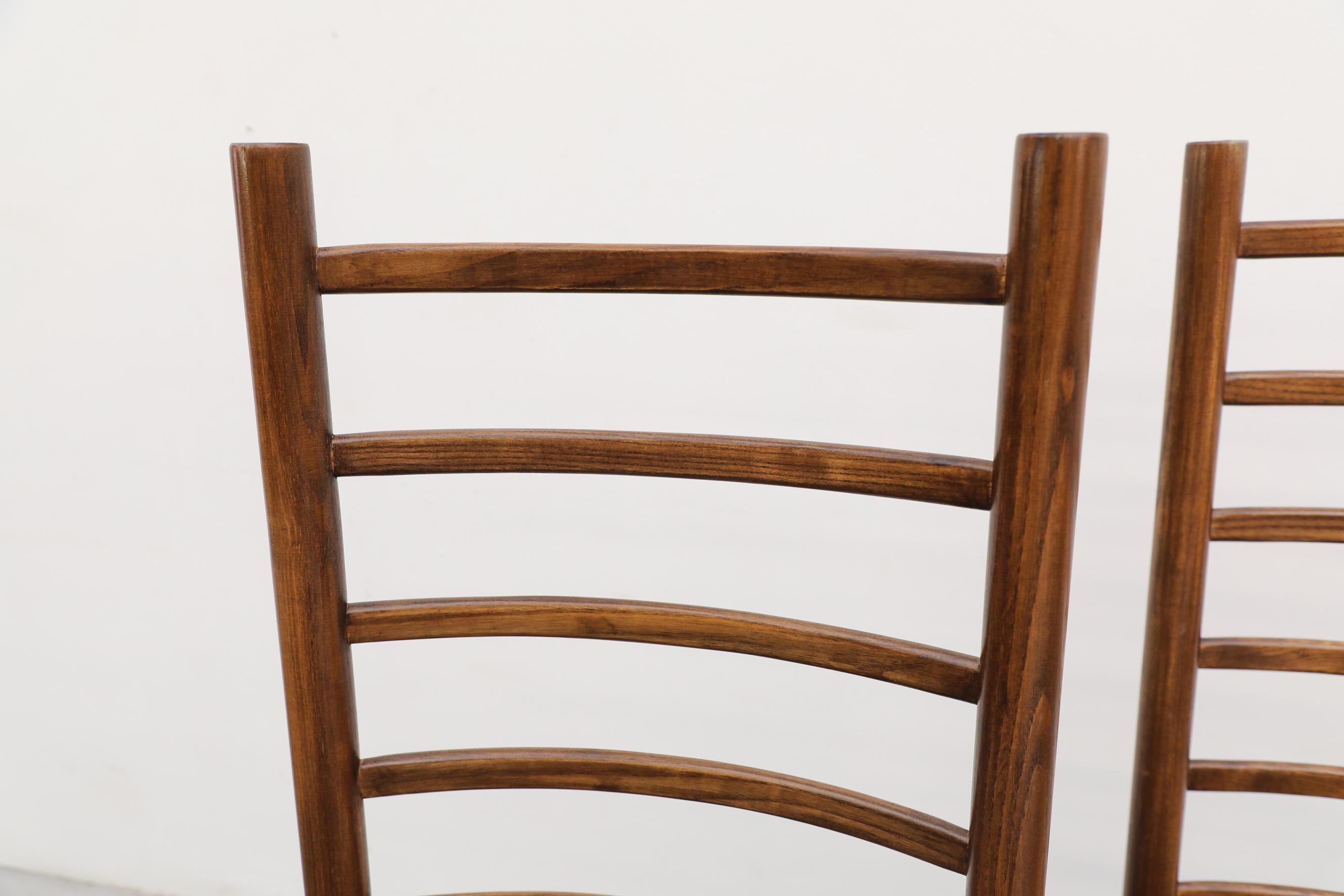 Set of 6 Dutch Ladder Back Dining Chairs with Rush Seats 3