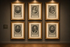 Set of 6 Dutch Portrait Engravings, Houbraeken after Visscher, Leiden 1574
