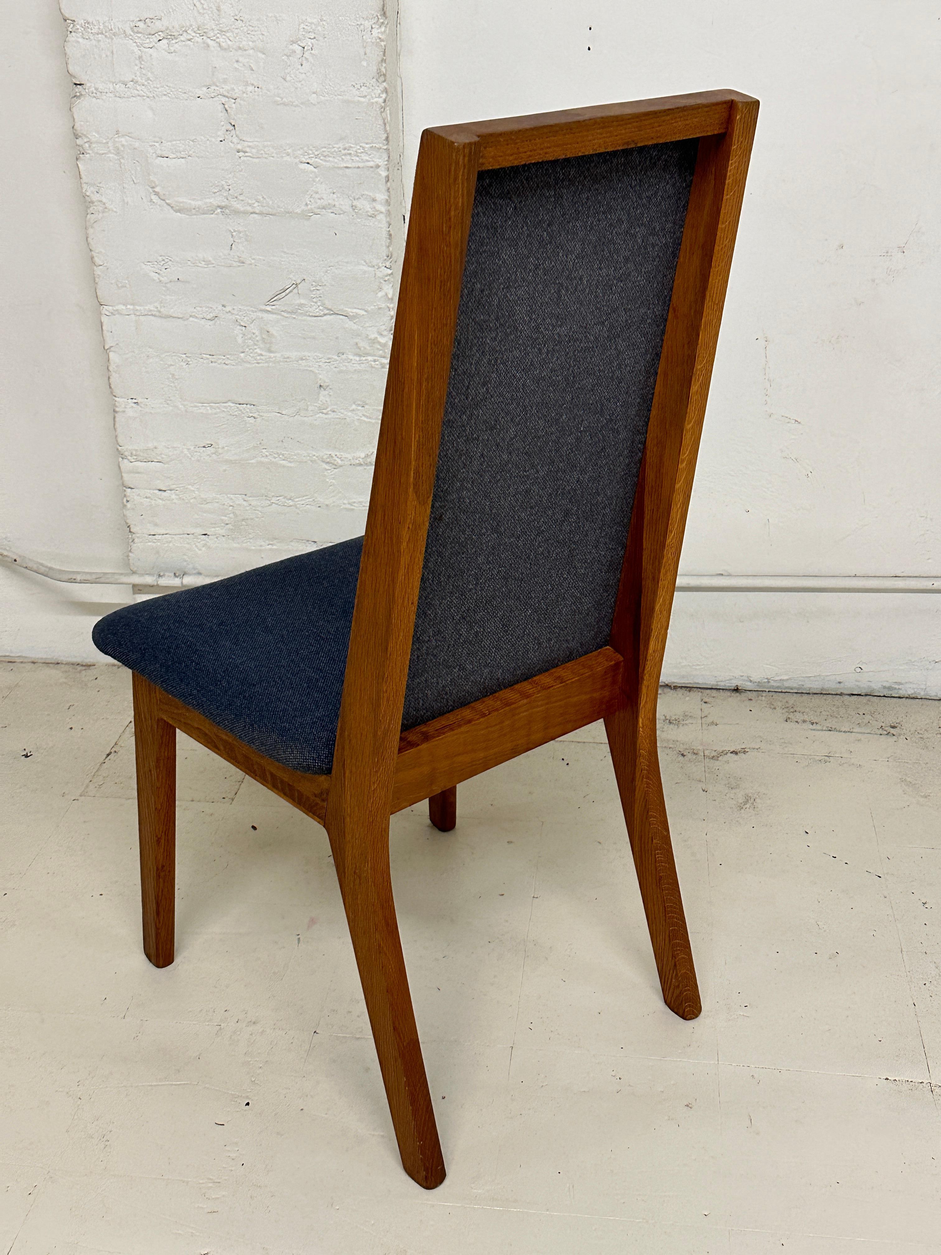 Late 20th Century Set of 6 Dyrlund Blue/Grey Danish Dining Room Chairs in Teak For Sale