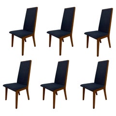 Vintage Set of 6 Dyrlund Blue/Grey Danish Dining Room Chairs in Teak