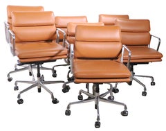 Lot de 6 chaises de bureau, de salle à manger et de bureau Eames en aluminium avec rembourrage souple et pivotant